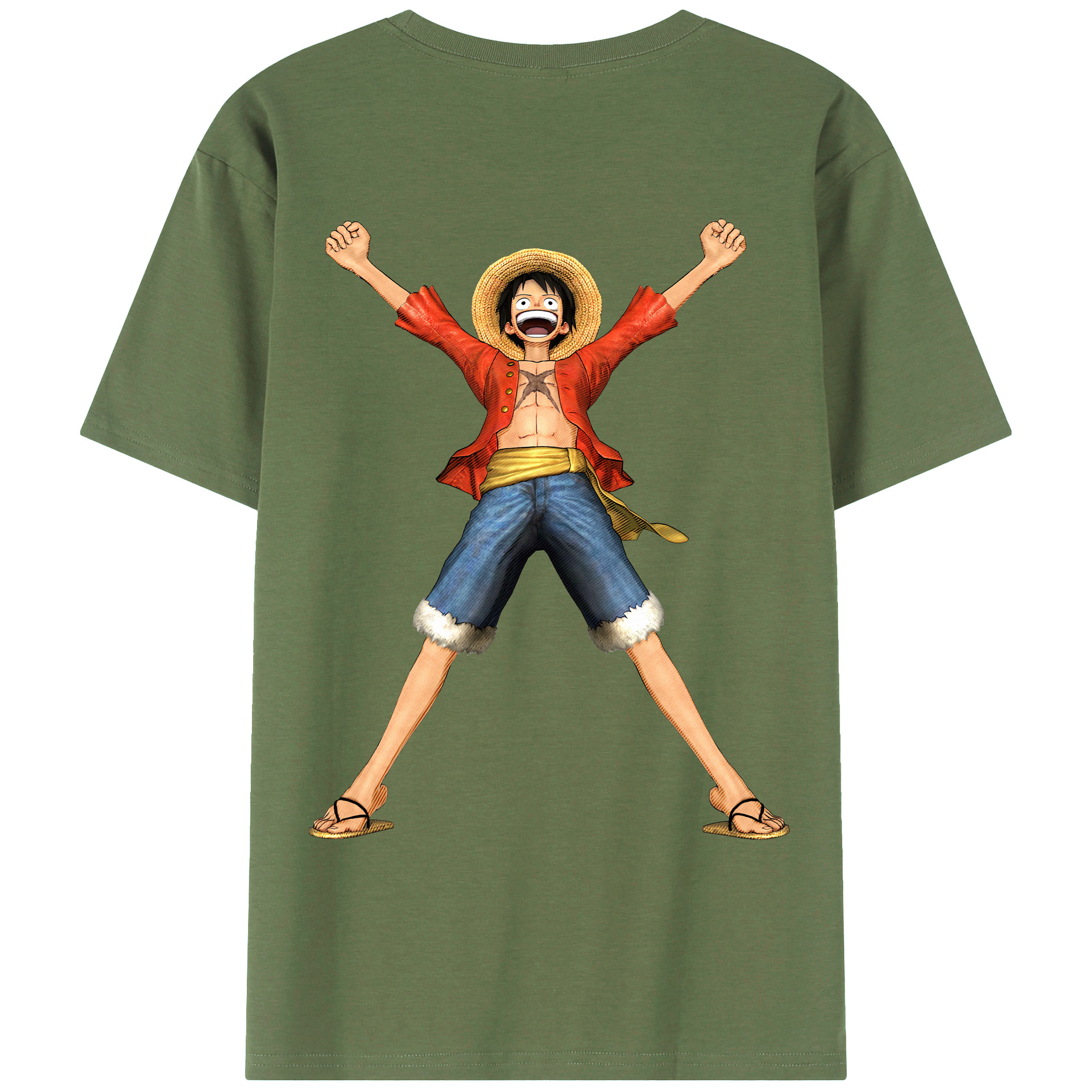 ワンピース モンキー・D・ルフィ ONE PIECE Monkey D. Luffy 綿100％ メンズ半袖Tシャツ（バックプリント） 通気性